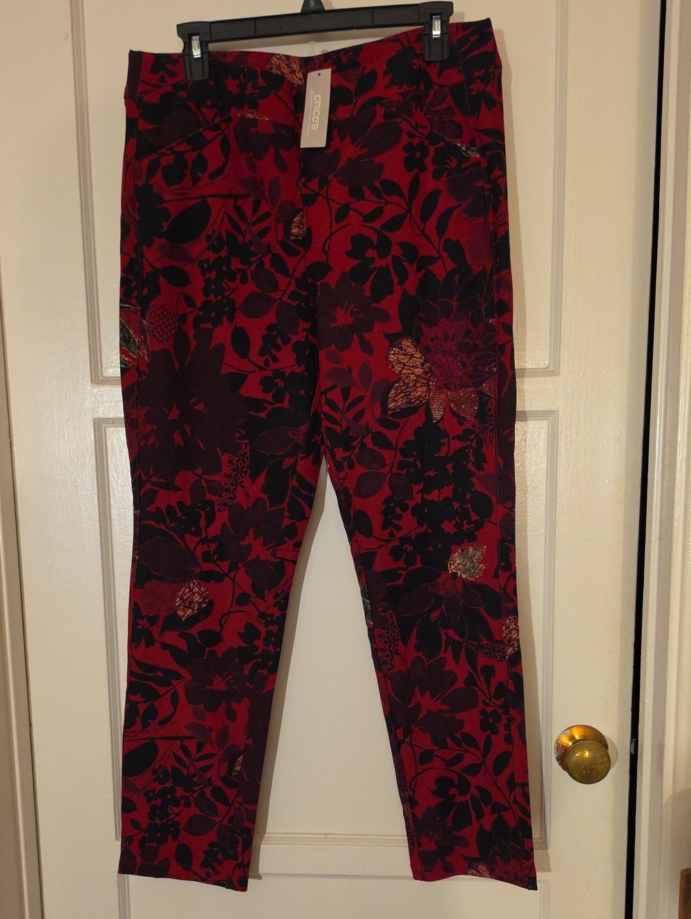 Chico's Travelers Fire Blooms Crepe Pants Size 1 / Medium 10
